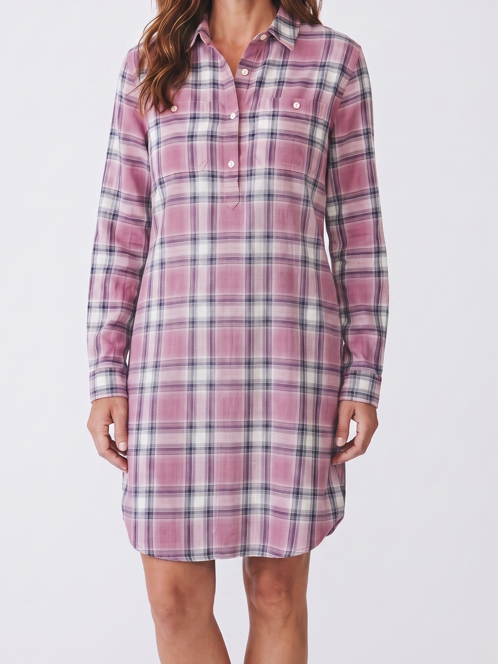 NWOT Caslon Plaid Cotton Shirt Dress Cottagecore Farmhouse Preppy Casual Size M